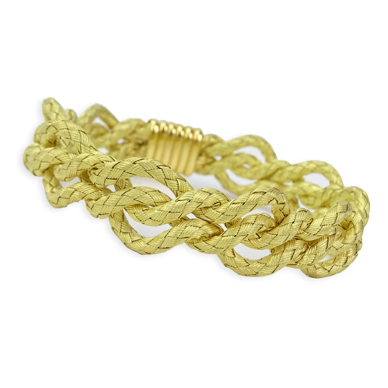 18 Karat Yellow Gold Four Strand Woven Rope Bracelet.