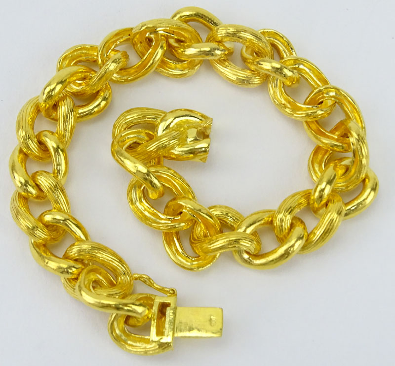 Heavy 22 Karat Yellow Gold Chain Link Bracelet.