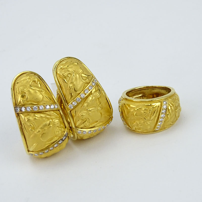 Carrera Y Carrera 18 Karat Yellow Gold And Diamond Three (3) Piece Suite.