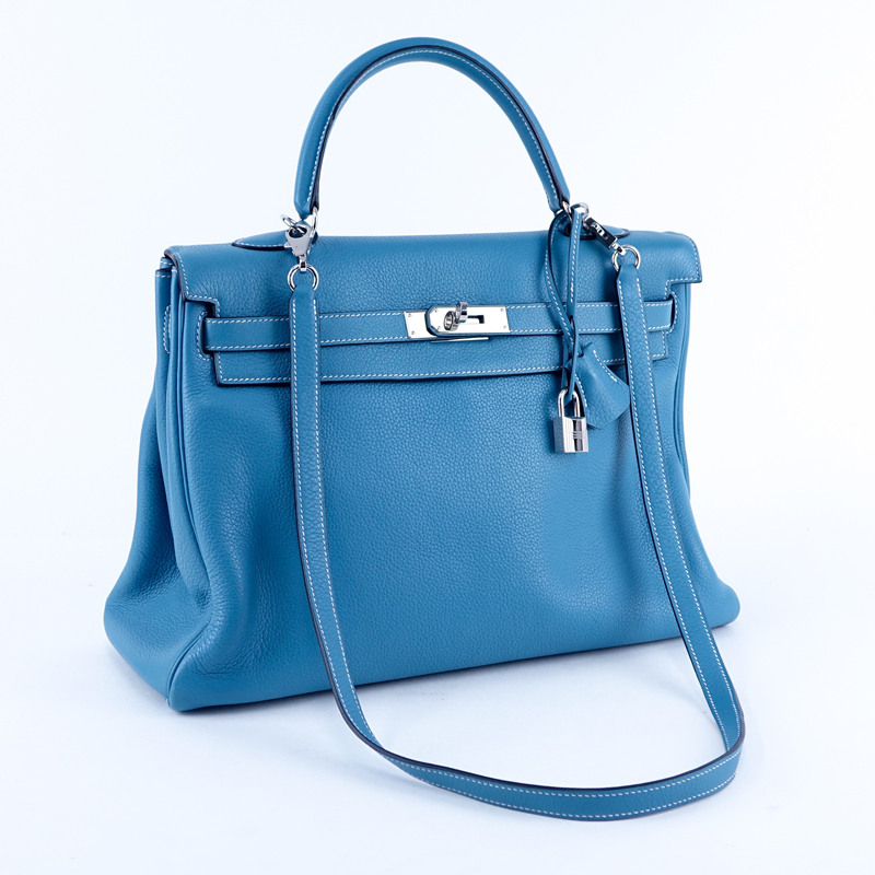 Hermès Blue Jean Leather Kelly 35 Bag