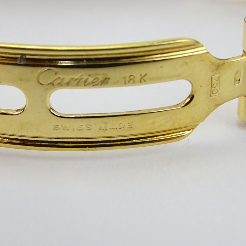 Lady's Cartier Panther 18 Karat Yellow Gold and Diamond Bracelet Watch with Swiss Quartz Movement .