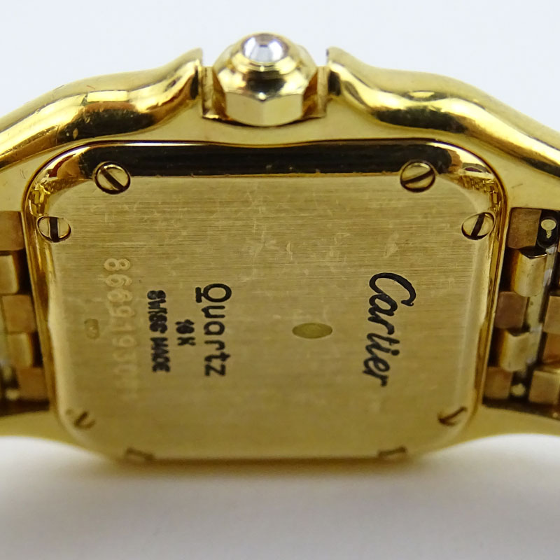 Lady's Cartier Panther 18 Karat Yellow Gold and Diamond Bracelet Watch with Swiss Quartz Movement .