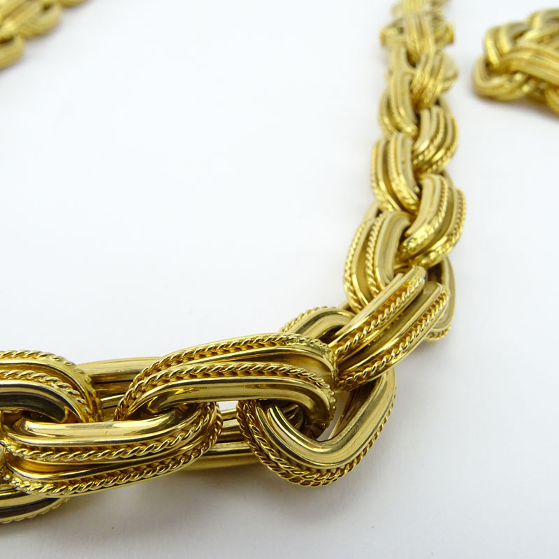 Heavy Italian 18 Karat Yellow Gold Large Link Necklace and Bracelet Suite.