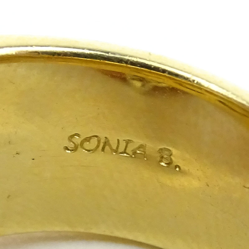 Two (2) Sonia Bitton 14 Karat Yellow and White Gold, Pave Set Diamond Leaf/Feather Rings. 