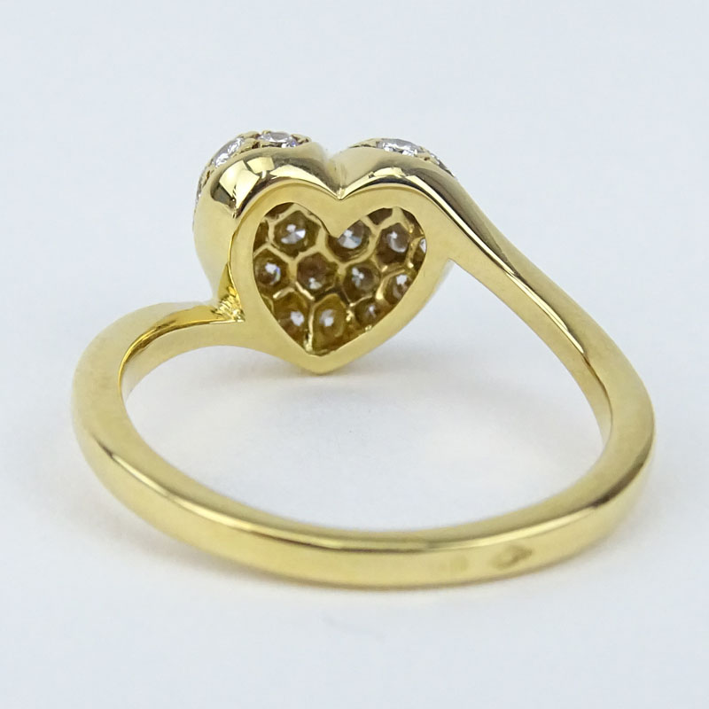 Cartier Approx. .62 Carat Pave Set Round Brilliant Cut Diamond and 18 Karat Yellow Gold Heart Ring.