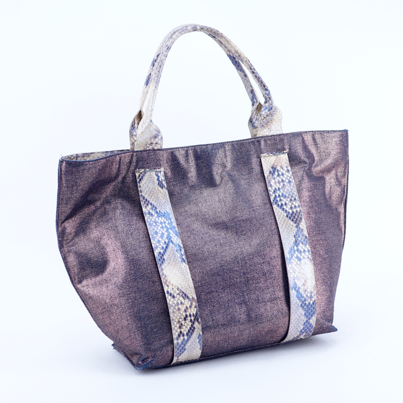 Nancy Gonzalez Metallic Canvas And Python Tote.