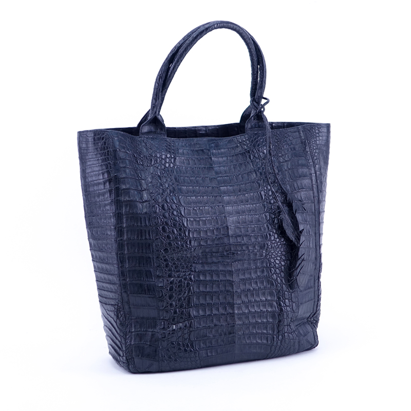 Nancy Gonzalez Black Crocodile Large Double-Zip Tote Bag.