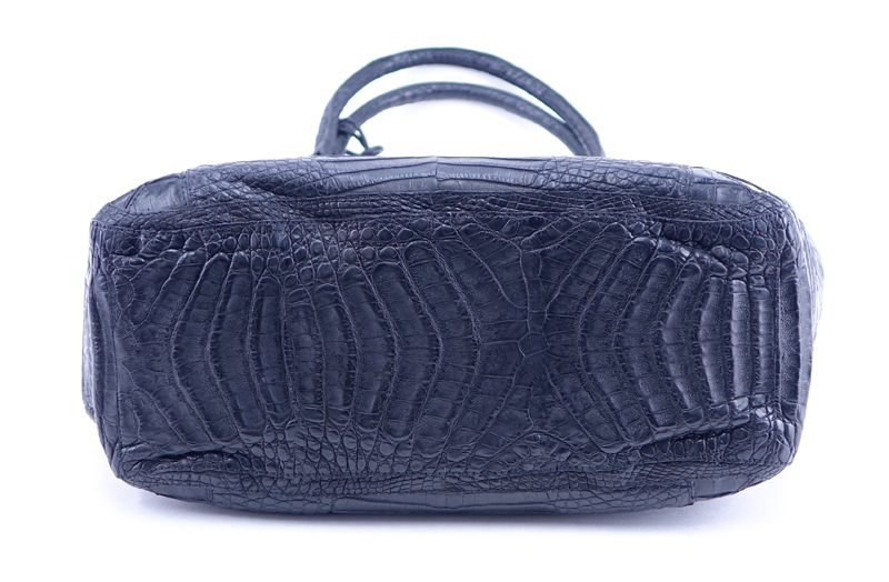 Nancy Gonzalez Black Crocodile Large Double-Zip Tote Bag.