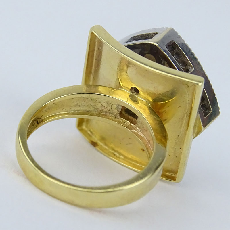 Vintage 14 Karat Yellow Gold and Round Brilliant Cut Diamond Ring.