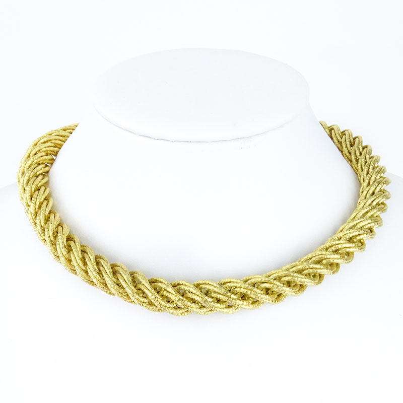 Vintage Italian Thick 14 Karat Yellow Gold Rope Chain Necklace.