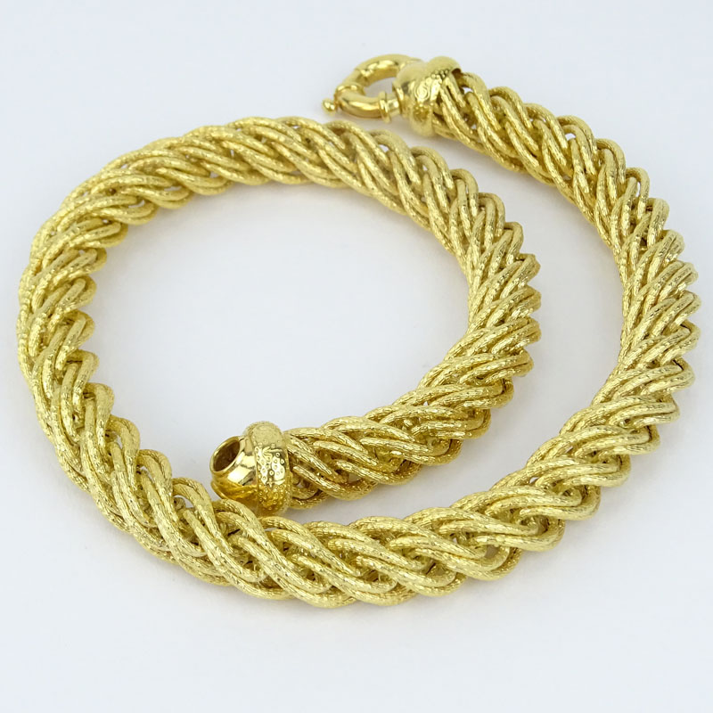 Vintage Italian Thick 14 Karat Yellow Gold Rope Chain Necklace.