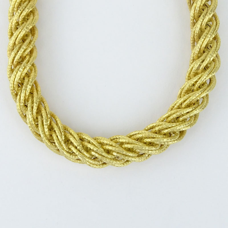 Vintage Italian Thick 14 Karat Yellow Gold Rope Chain Necklace.