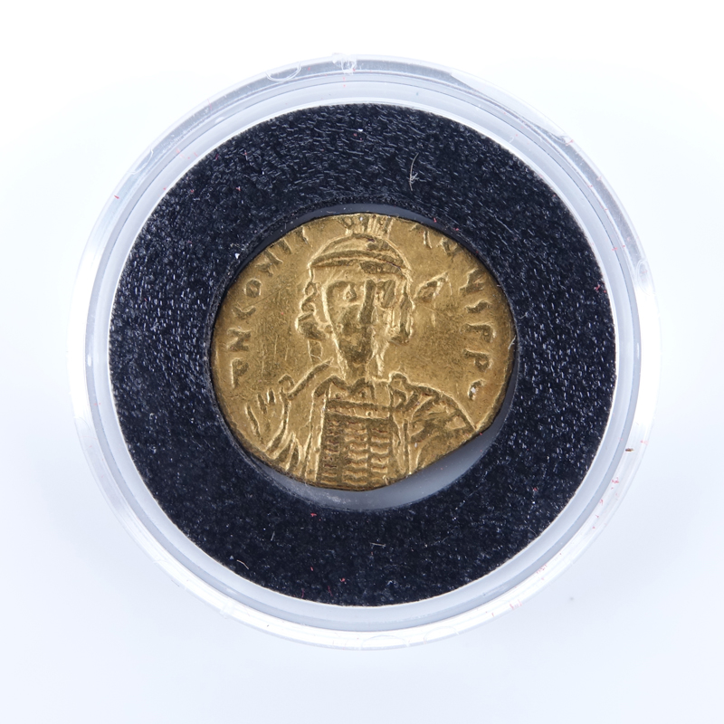 Byzantine Empire: Constantine IV Pogonatus (AD 668-685) Gold Solidus in Plastic Display.