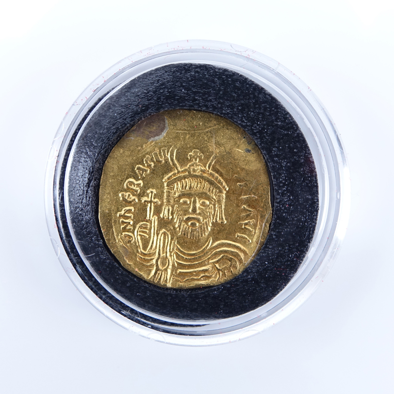 Byzantine Empire: Constans II (A.D 641-688) Gold Solidus in Coin Display.