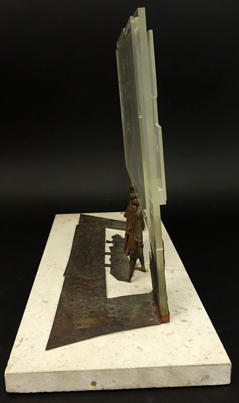 Robert Stoetzer, American (b 1938) Metal and Lucite "Moses" Sculpture on Stone Base. 