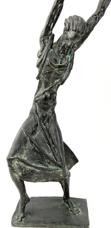 Laura Goodman, American (1910-2004) Mid Century Modern Bronze Sculpture of Moses holding 10 Commandments.