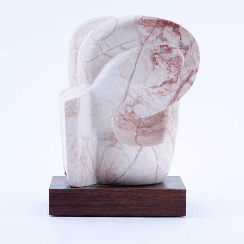 J.E. Cohen Mid Century Modern Abstract Marble Sculpture on Rotating Platform Base.