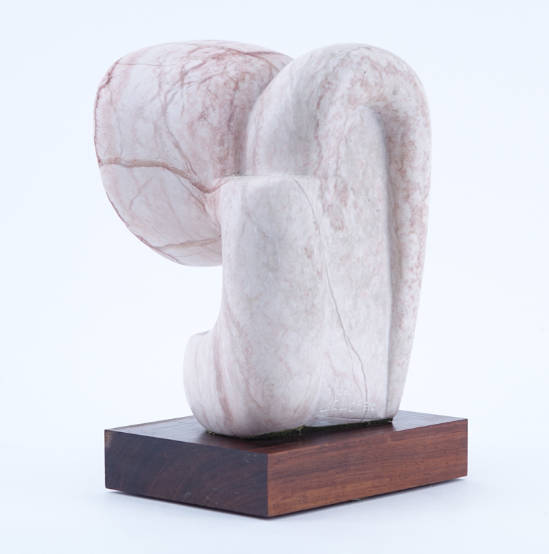J.E. Cohen Mid Century Modern Abstract Marble Sculpture on Rotating Platform Base.