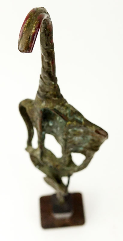 Mid Century Abstract Bronze Sculpture on Wooden Base.