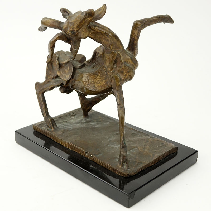 Laura Goodman, American (1910-2004) Mid Century Modern Bronze Sculpture on Marble Base. 