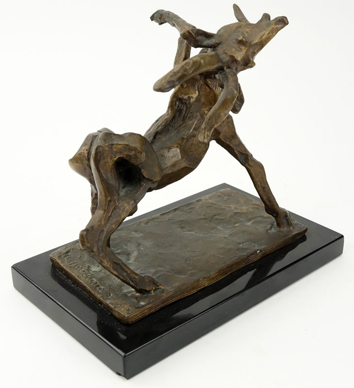 Laura Goodman, American (1910-2004) Mid Century Modern Bronze Sculpture on Marble Base. 