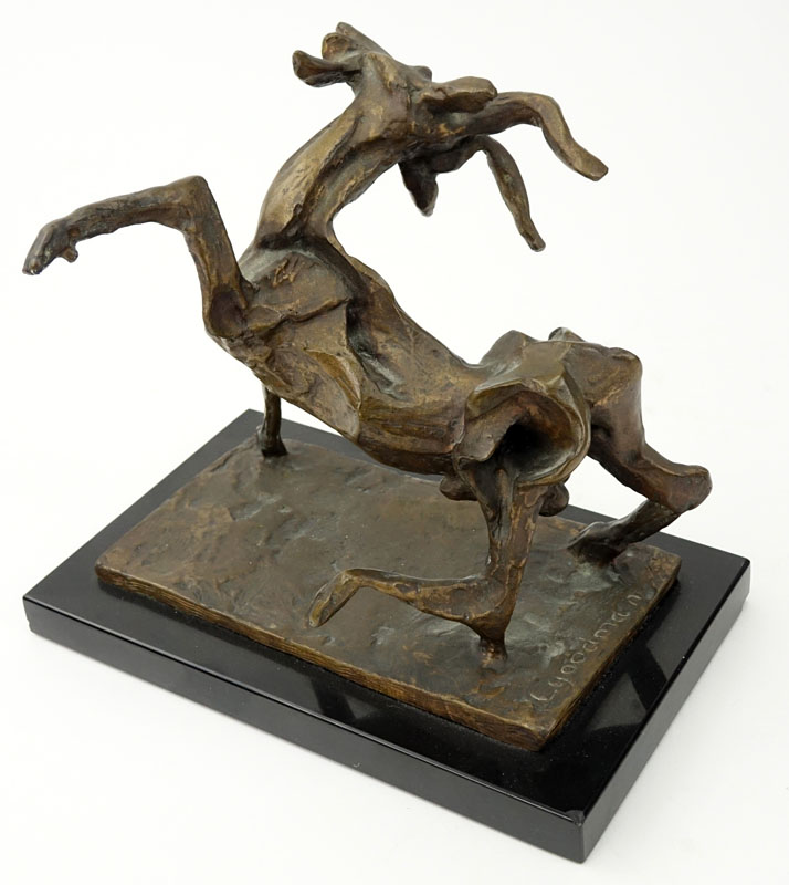 Laura Goodman, American (1910-2004) Mid Century Modern Bronze Sculpture on Marble Base. 