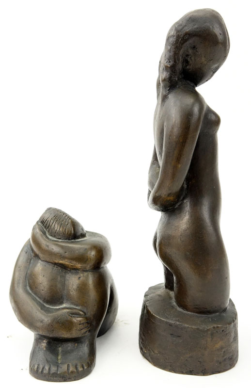 Two (2) Israeli School Mid Century Modern Bronze Sculptures.