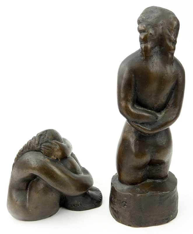 Two (2) Israeli School Mid Century Modern Bronze Sculptures.