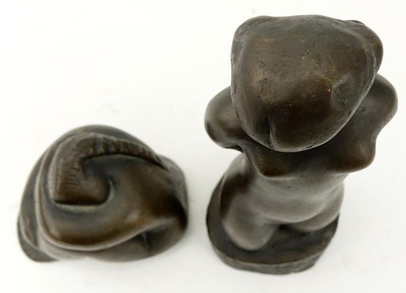 Two (2) Israeli School Mid Century Modern Bronze Sculptures.