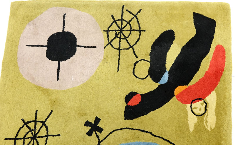 After Joan Miro, Spanish (1893-1983) Wool Rug/Tapestry "Abstract". 