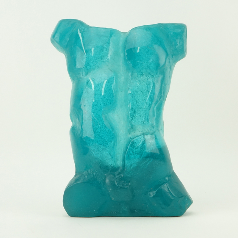 Daum Pate de Verre M Legendre Male Torso Sculpture.