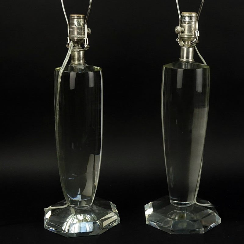 Pair of Visual Comfort & Co. Clear Crystal Lamps.