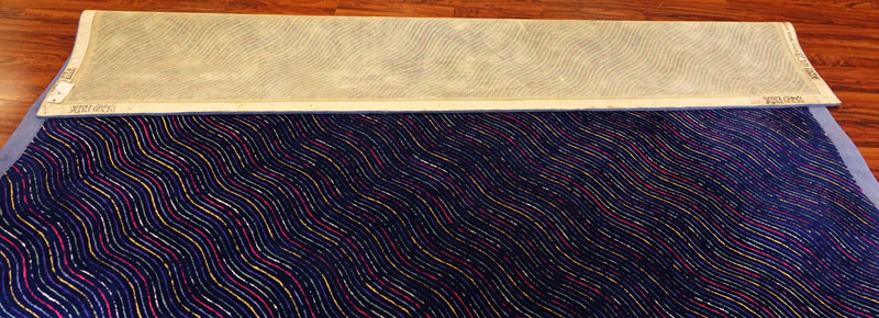 Room Size Edward Fields Colorful Stripes Wool Rug. Signed en verso of the border.