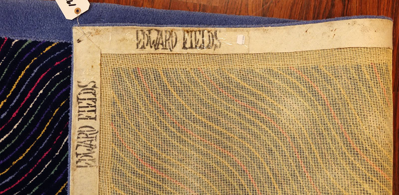 Room Size Edward Fields Colorful Stripes Wool Rug. Signed en verso of the border.