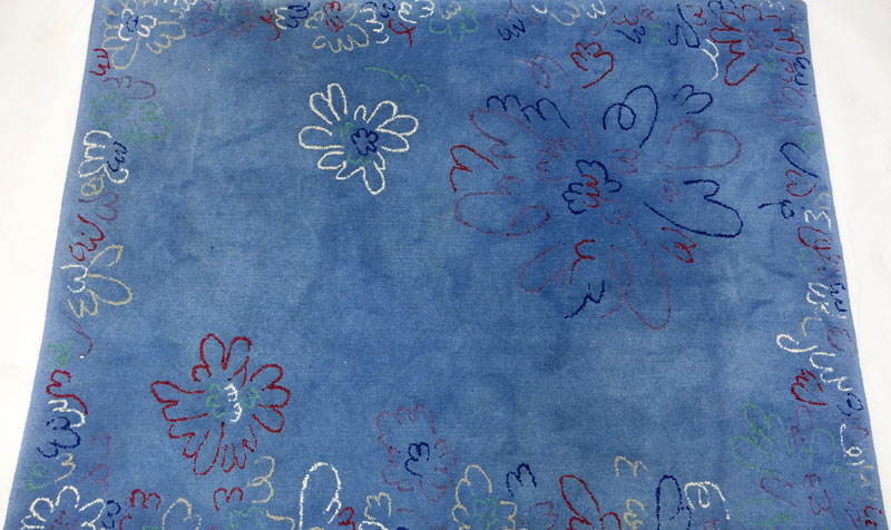 Edward Fields Colorful Floral Wool Rug. Signed en verso of the border.