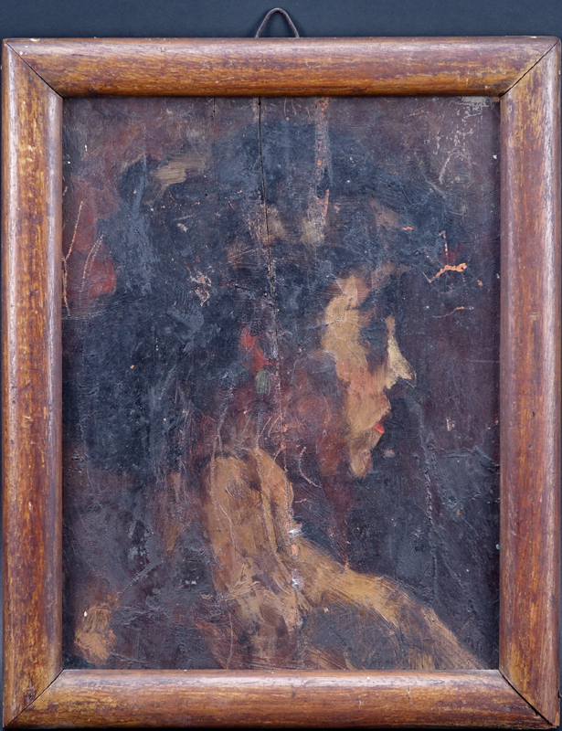 Interesting and Well Done European School Oil On Wood panel "Portrait Of A Woman". 