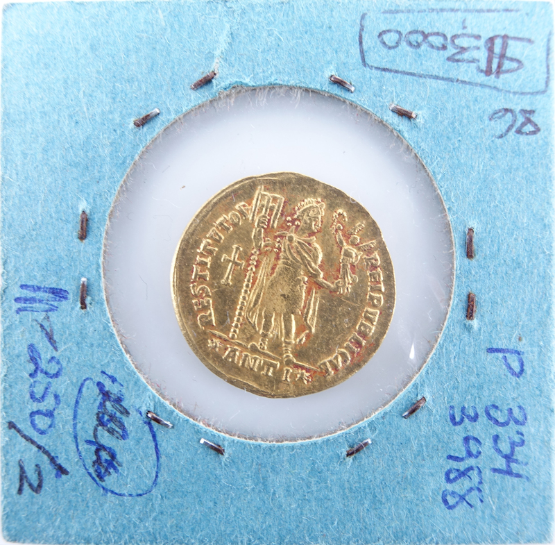 Roman Empire: Valentinian I (AD 364-375) Gold Solidus in Coin Display.
