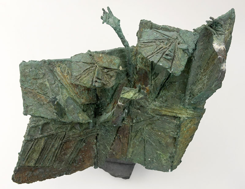 Modern Bronze Figural Abstract Sculpture On Slate Base.