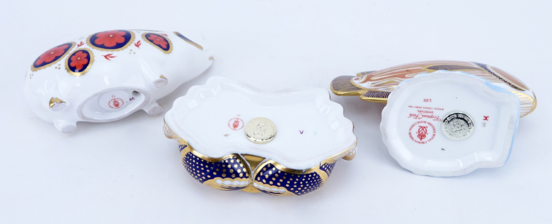 Collection of Three (3) Royal Crown Derby Old Imari Porcelain Animal Figurines.