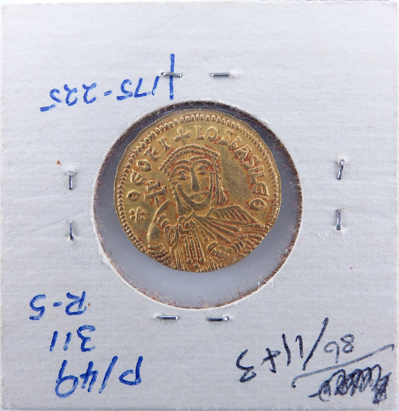 Byzantine Empire: Theophilus (A.D. 829-842) Gold Solidus in Coin Display.