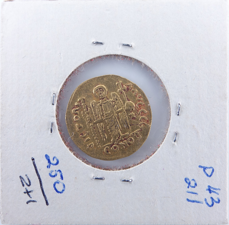 Byzantine Empire: Emperor Flavius Phocas Augustus (A.D. 602-610) Gold Solidus in Coin Display.