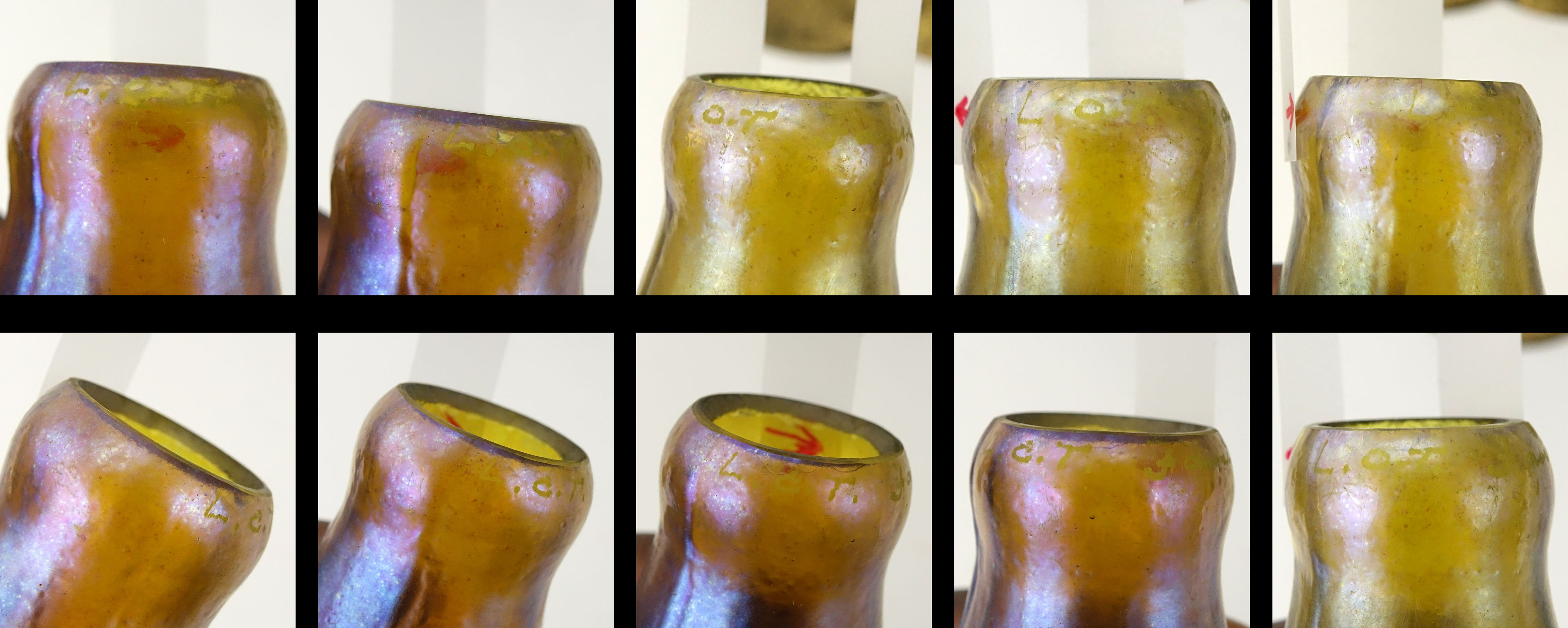 Important Tiffany Studios Twelve-Light Pond Lily Lamp. The pond lily base of dore bronze, the drop cluster blossom design shades in iridescent favrile glass. 