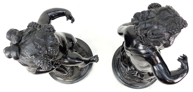 After: Michel Claude Clodion, French (1738 - 1814) Pair of  Bacchus Putti Bronze Sculptures.