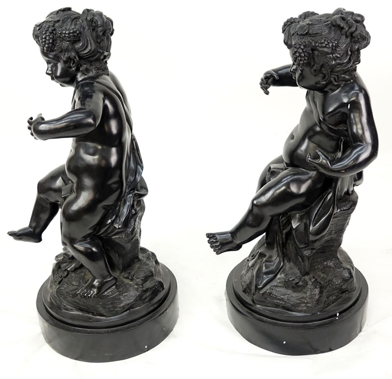 After: Michel Claude Clodion, French (1738 - 1814) Pair of  Bacchus Putti Bronze Sculptures.