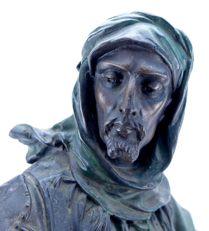 After: Antoine-Louis Barye, French  (1795 - 1875) “Cavalier Arabe” Orientalist Bronze Sculpture on Wooden Plinth. 