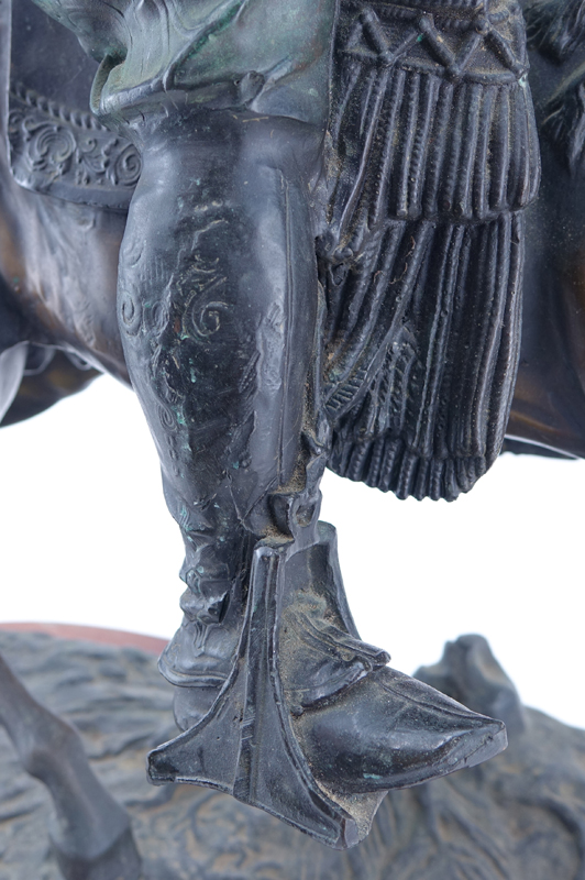 After: Antoine-Louis Barye, French  (1795 - 1875) “Cavalier Arabe” Orientalist Bronze Sculpture on Wooden Plinth. 