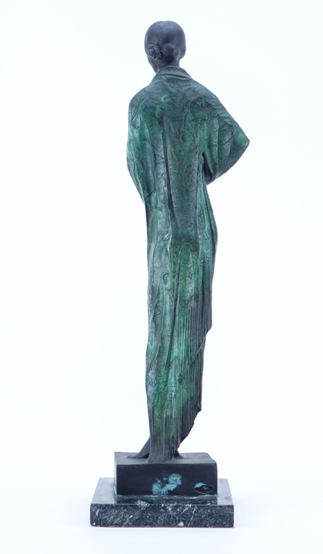 Art Deco Style Bronze "Figure Of A Woman". On marble base. 