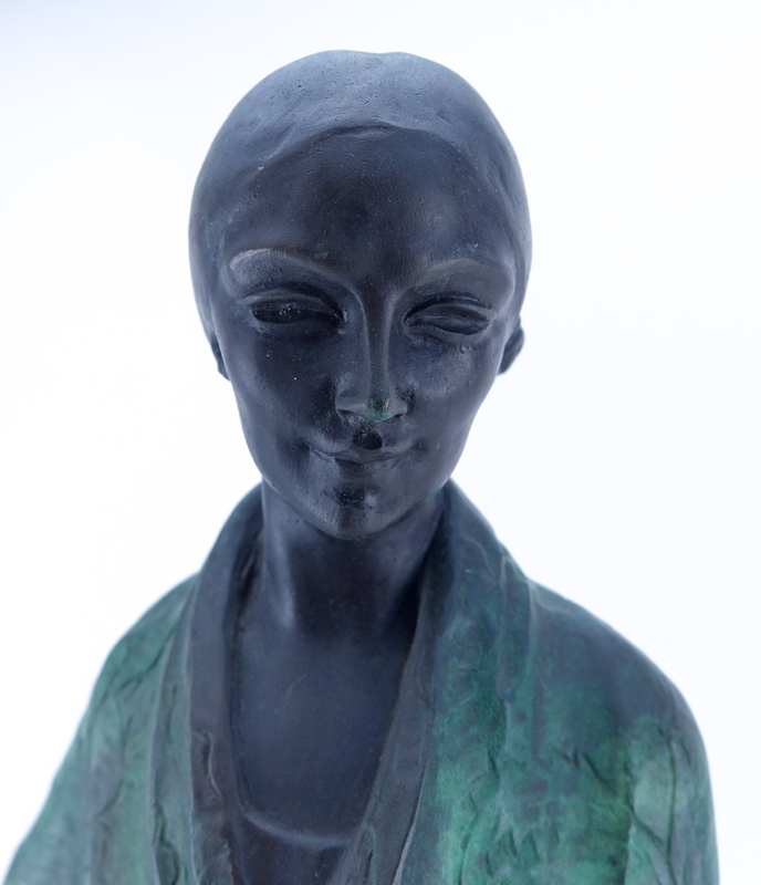 Art Deco Style Bronze "Figure Of A Woman". On marble base. 