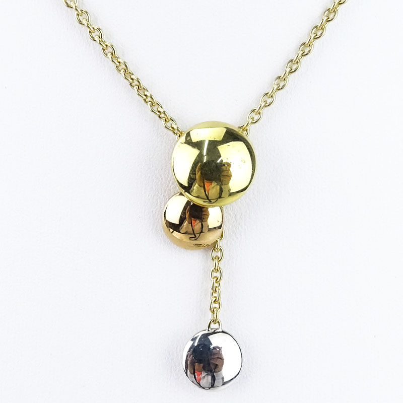 Cartier 18K Tri-Color Gold Triple Graduated Discs Drop Pendant Necklace.