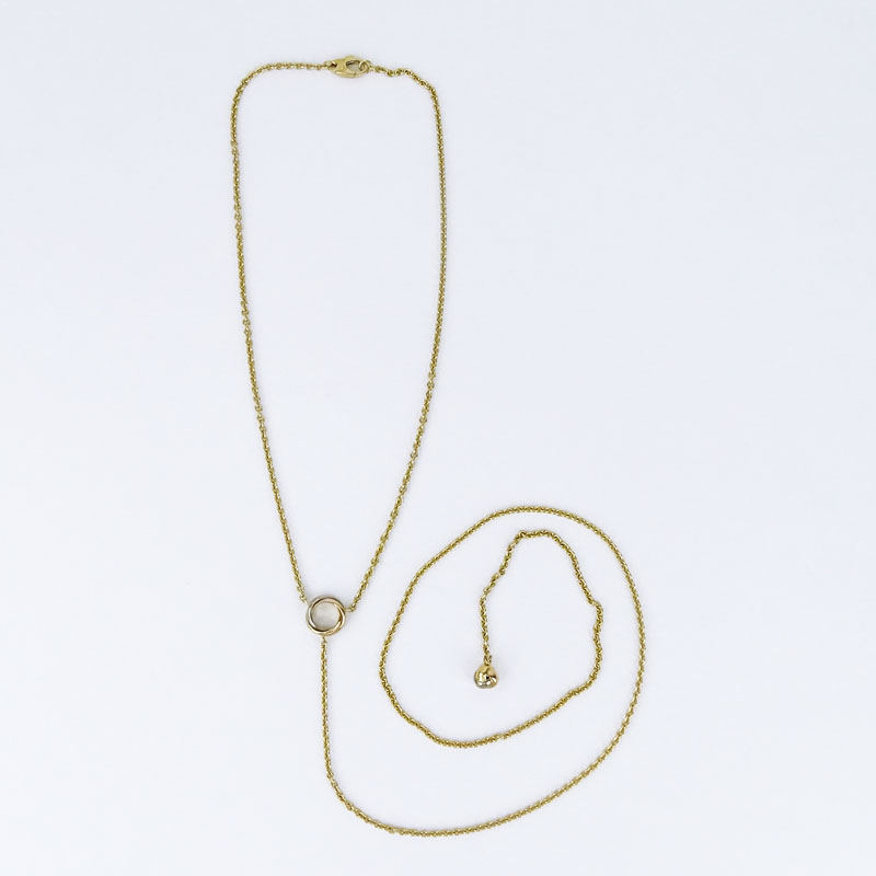 Cartier 18K Gold Mini Ring Love Knot Trinity Pendant Double Lariat Necklace.